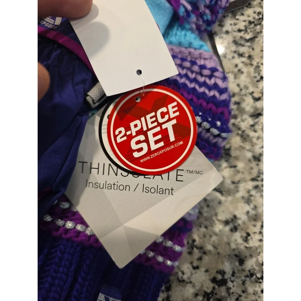 NEW ZeroXposur Purple Youth‎ Girl Hat/Glove Set SIZE S/M